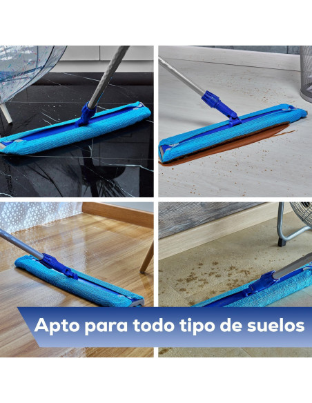 RECAMBIO WET MOP AZUL MICROFIBRA 22X60 BLANCOPLATA 12 UNIDADES