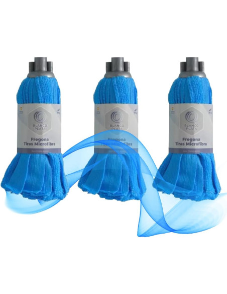 FREGONA MICROFIBRA TIRAS 100% PACK 3 UNIDADES