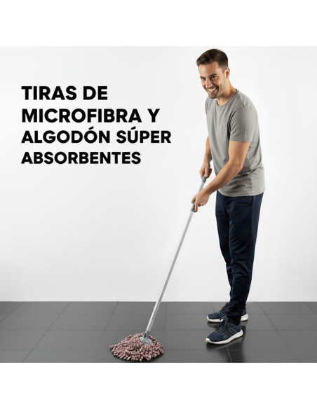 FREGONA MICROFIBRAS Y ALGODÓN PACK 3 UNIDADES