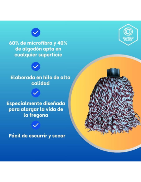 FREGONA MICROFIBRAS Y ALGODÓN PACK 3 UNIDADES