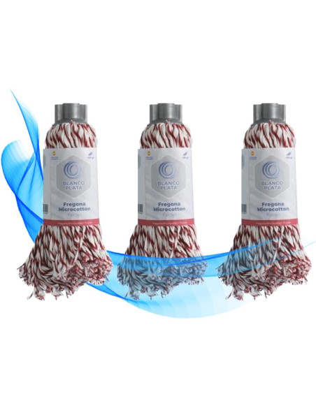 FREGONA MICROFIBRAS Y ALGODÓN PACK 3 UNIDADES