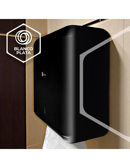 DISPENSADOR DE TOALLAS EN ZIG ZAG  NEGRO BLANCOPLATA