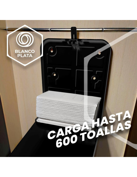 DISPENSADOR DE TOALLAS EN ZIG ZAG  NEGRO BLANCOPLATA