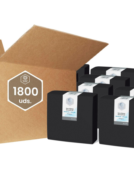 SERVILLETA AIRSOFT 40x40 2C.NEGRO BLANCOPLATA 1800 UNIDADES