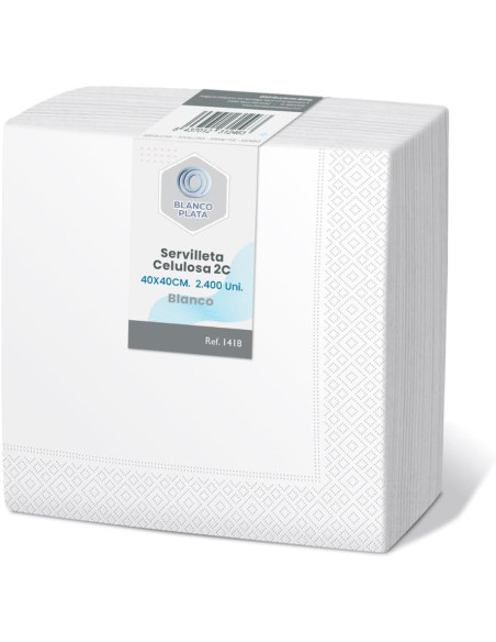SERVILLETA CELULOSA BLANCA BLANCOPLATA 2 CAPAS 40X40 2400 UNIDADES
