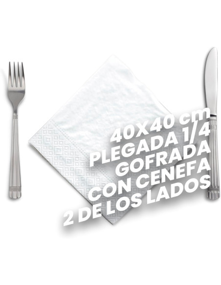 SERVILLETA CELULOSA BLANCA BLANCOPLATA 2 CAPAS 40X40 2400 UNIDADES