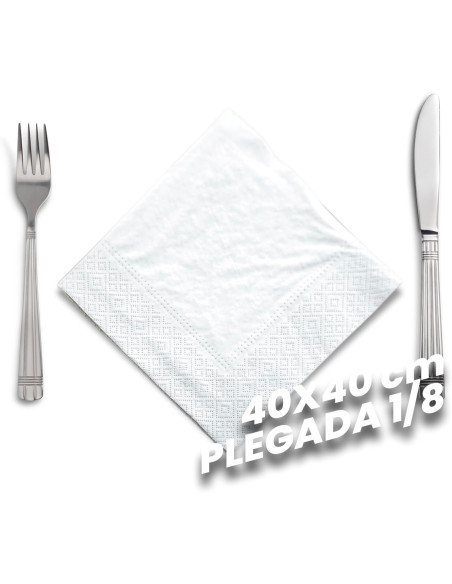 SERVILLETA AIRSOFT 40x40 2C.1/8 BLANCO BLANCOPLATA 1800 UNIDADES