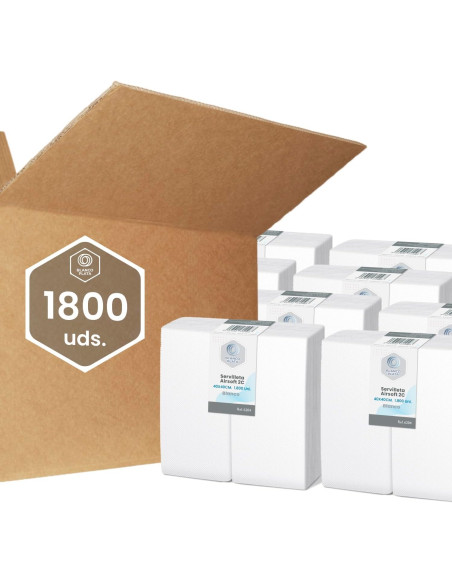 SERVILLETA AIRSOFT 40x40 2C.1/8 BLANCO BLANCOPLATA 1800 UNIDADES