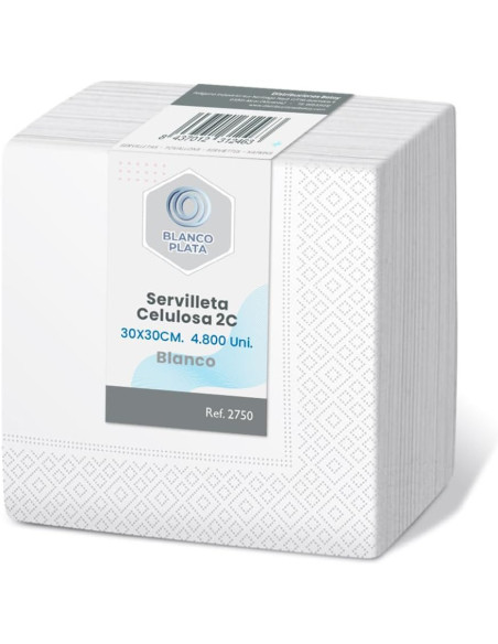SERVILLETAS CELULOSA BLANCOPLATA 30X30 2C 4800 UNIDADES