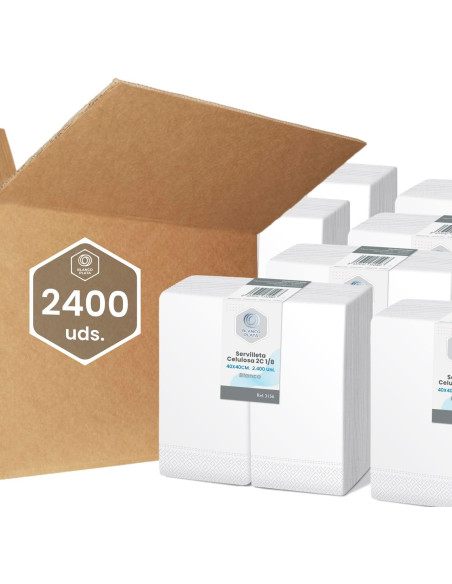 SERVILLETA CELULOSA BLANCA BLANCOPLATA 40X40CM  1/8 2400 UNIDADES