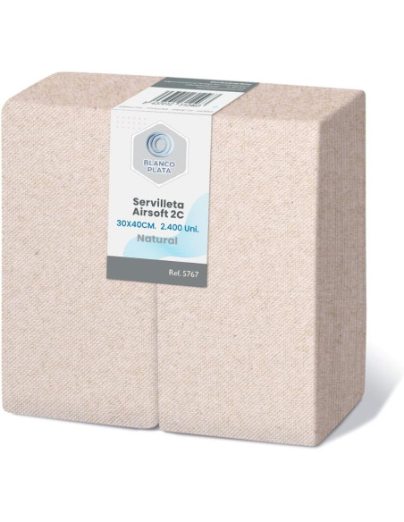 SERVILLETA AIRSOFT 30x40 2C.1/6 NATURAL BLANCOPLATA 2400 UNIDADES