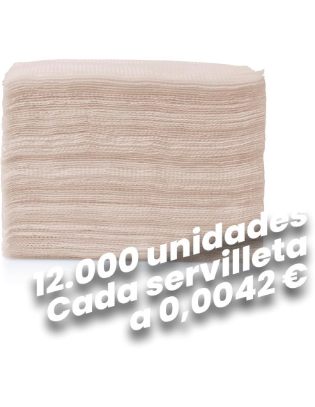 SERVILLETAS MINISERVIS 17x17 NATURAL GOFRADO 1CAPA BLANCOPLATA 12000 UNIDADES