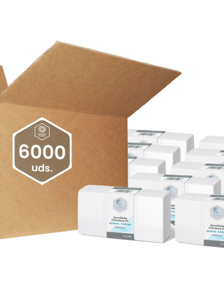 SERVILLETA CELULOSA 20x20 2C BLANCO BLANCOPLATA 6000 UNIDADES
