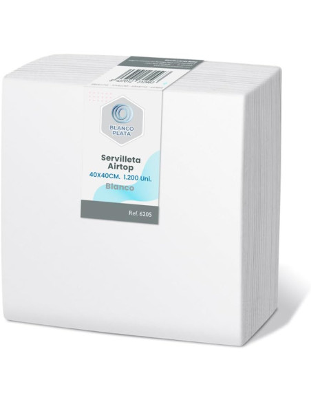 SERVILLETA AIRTOP 40x40 1/4 BLANCO BLANCOPLATA(1200 UNIDADE