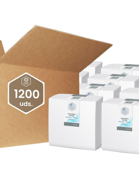 SERVILLETA AIRTOP 40x40 1/4 BLANCO BLANCOPLATA(1200 UNIDADE