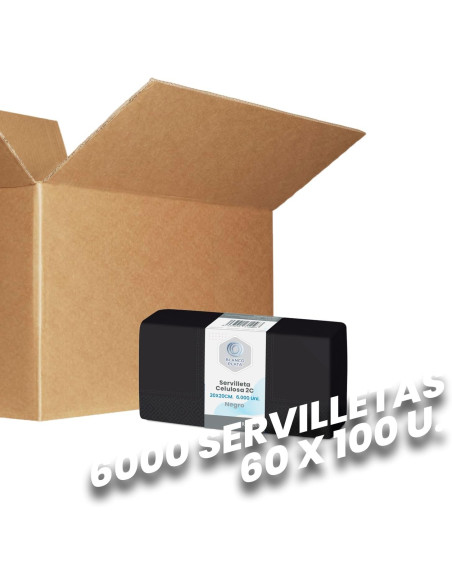 SERVILLETA CELULOSA 20x20 2C. NEGRO BLANCOPLATA 6000 UNIDADES