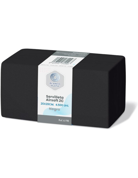 SERVILLETA AIRSOFT 20x20 2C. NEGRO BLANCOPLATA 4500 UNIDADES