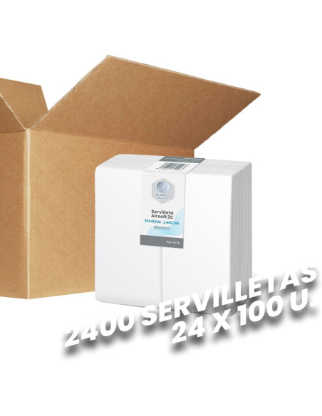 SERVILLETA AIRSOFT 30x40 2C1/6 BLANCO BLANCOPLATA 2400 UNIDADES