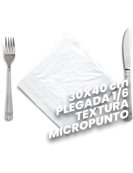 SERVILLETA AIRSOFT 30x40 2C1/6 BLANCO BLANCOPLATA 2400 UNIDADES