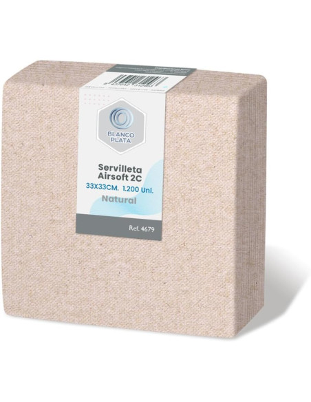 SERVILLETA PAPEL AIRSOFT NATURAL 2C 33X33CM 1200 UNIDADES