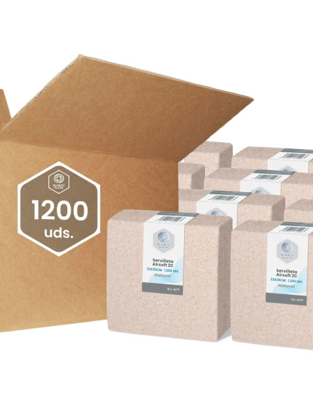 SERVILLETA PAPEL AIRSOFT NATURAL 2C 33X33CM 1200 UNIDADES