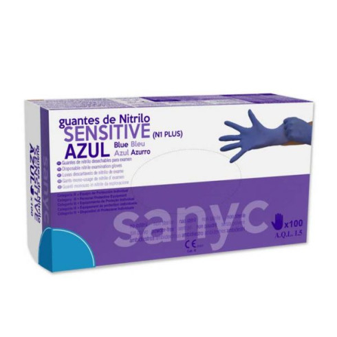 GUANTE NITRILO AZUL SENSITIVE 100...