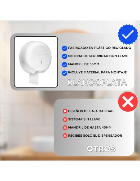 DISPENSADOR PAPEL WC BLANCO DISTRIBUCIONES BATOY