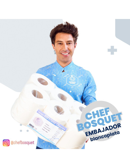 BOBINA MECHA 100M 2 CAPAS LAMINADA PASTA PURA BLANCOPLATA 6 UNIDADES