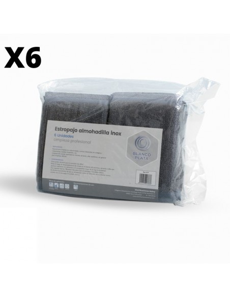 ESTROPAJO ALMOHADILLA INOX BLANCOPLATA 6 UNIDADES