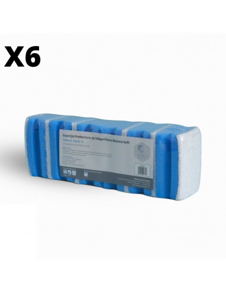 ESPONJA PROTECTORA UÑAS+ FIBRA BLANCA SOFT BLANCOPLATA 7X9CM 6 UNIDADES