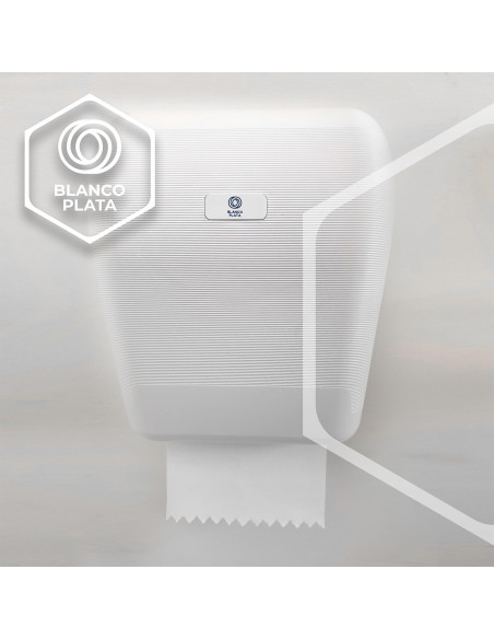 DISPENSADOR BOBINA AUTOCORTE CAUTIVO BLANCOPLATA