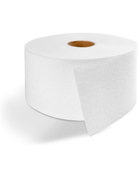 PAPEL WC INDUSTRIAL 150M 2 CAPAS LAMINADO PASTA PURA BLANCOPLATA 12 UNIDADES