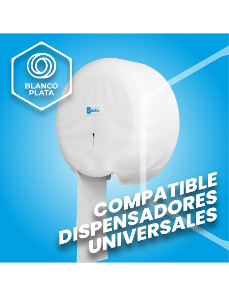 PAPEL WC INDUSTRIAL 130M 2 CAPAS LAMINADO PASTA PURA BLANCOPLATA 18 UNIDADES