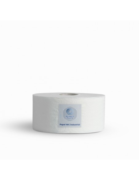 PAPEL WC INDUSTRIAL 150M 2 CAPAS LAMINADO PASTA PURA BLANCOPLATA 12 UNIDADES