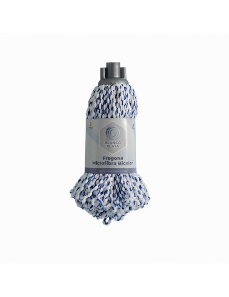 FREGONA MICROFIBRA BICOLOR MINIRENZADA 160GR BLANCOPLATA
