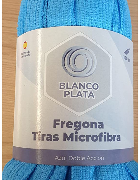 FREGONA TIRAS MICROFIBRA AZUL DOBLE ACCIÓN 150GR BLANCOPLATA