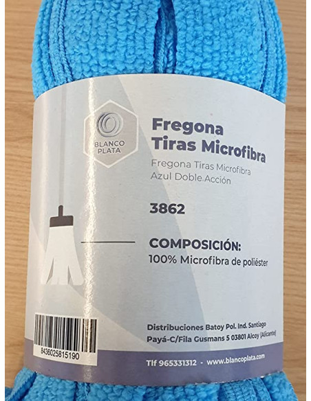 FREGONA TIRAS MICROFIBRA AZUL DOBLE ACCIÓN 150GR BLANCOPLATA