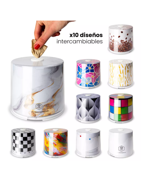 Caja para pañuelos y servilletas Blancoplata Softnap 10 diseños intercambiables incluye recambio con 400 servilletas ecológicas