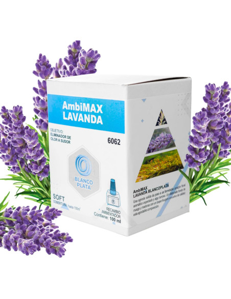RECAMBIO AMBIMAX FRAGANCIA LAVANDA SOFT 100ML 30 DÍAS DE DURACIÓN. ELIMINA EL OLOR A SUDOR