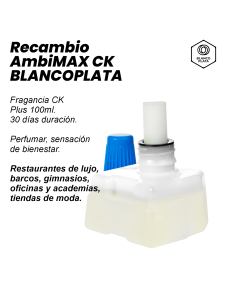RECAMBIO AMBIMAX FRAGANCIA CK PLUS 100ML 30 DÍAS DE DURACIÓN. PERFUMA, SENSACIÓN DE BIENESTAR