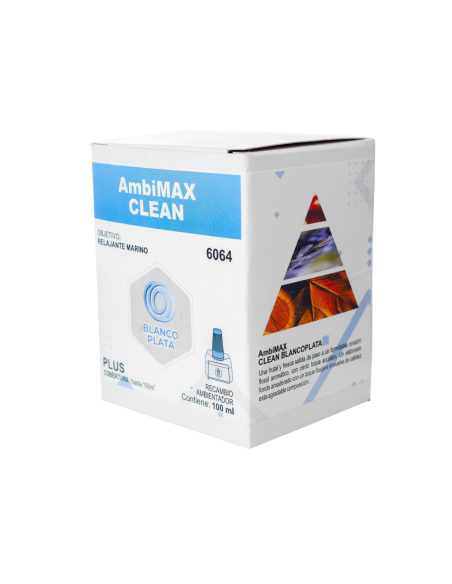RECAMBIO AMBIMAX FRAGANCIA CLEAN PLUS 100ML 30 DÍAS DE DURACIÓN. FRESCOR MARINO Y RELAJANTE