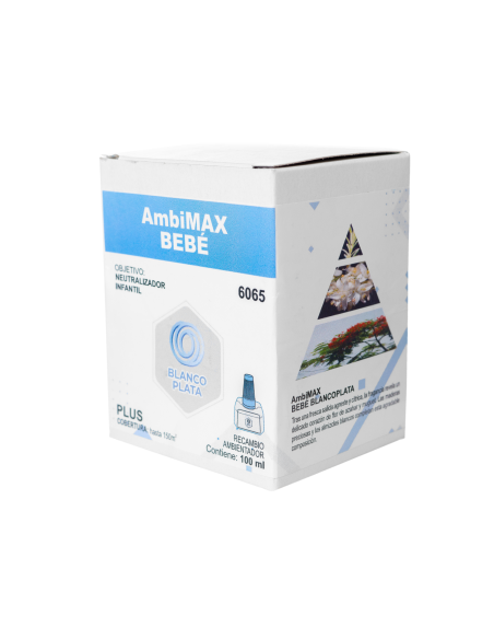 RECAMBIO AMBIMAX FRAGANCIA BEBE PLUS 100ML 30 DÍAS DE DURACIÓN. INFANTIL, ELIMINA LOS MALOS OLORES.