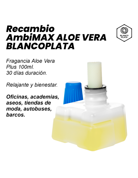 RECAMBIO AMBIMAX FRAGANCIA ALOE VERA PLUS 100ML 30 DÍAS DURACIÓN. RELAJANTE Y BIENESTAR