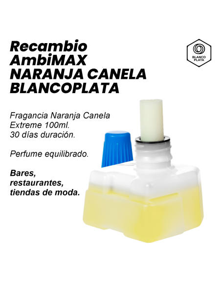 RECAMBIO AMBIMAX FRAGANCIA NARANJA-CANELA EXTREM 100ML 30 DÍAS DE DURACIÓN. PERFUME EQUILIBRADO
