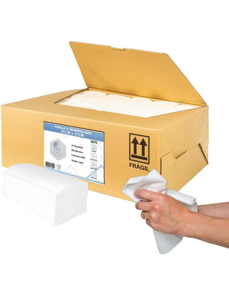 TOALLA V INTERFOLIADA 2 CAPAS PASTA PURA BLANCOPLATA 3000 UNIDADES